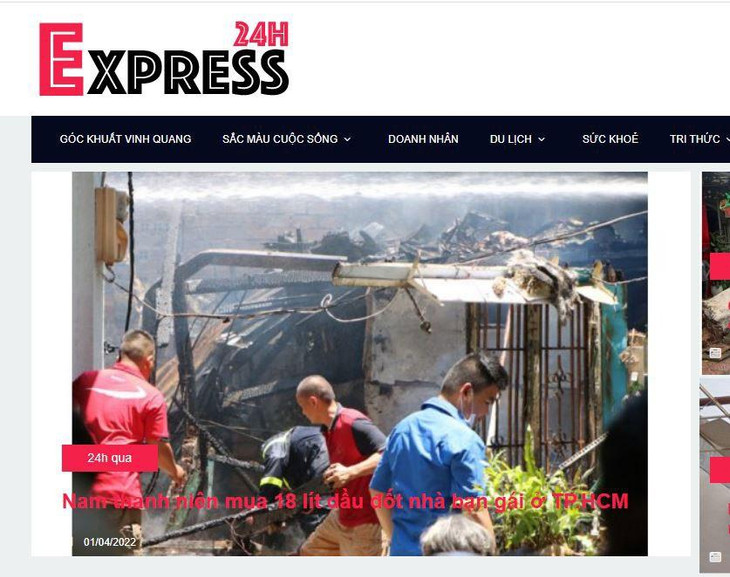 Trang Express24h giới thiệu cả địa chỉ... tòa soạn. Ảnh chụp màn hình