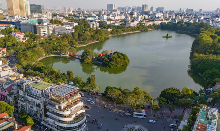 Khu vực Hồ Gươm nhìn từ trên cao