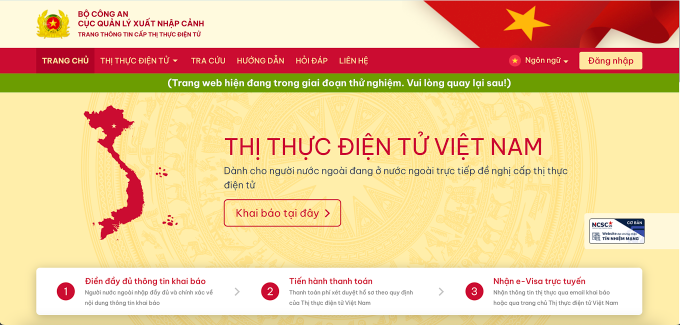 Giao diện cổng thông tin cấp e-visa mới sắp vận hành