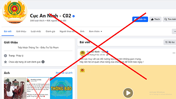 Tài khoản có tích xanh của "Cục An ninh" giả mạo cơ quan của Bộ Công an Tài khoản có tích xanh của "Cục An ninh" giả mạo cơ quan của Bộ Công an