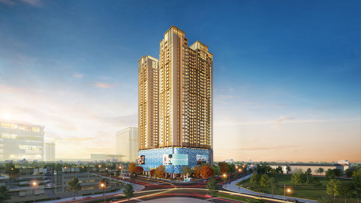 Tổ hợp căn hộ cao cấp The Diamond Residence như một “viên kim cương xanh” tọa lạc tại ngã tư Lê Văn Lương - Hoàng Đạo Thúy.