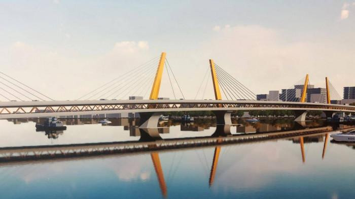 Một trong 20 phương án thi tuyển kiến trúc cầu Trần Hưng Đạo được Hội đồng thi tuyển lựa chọn