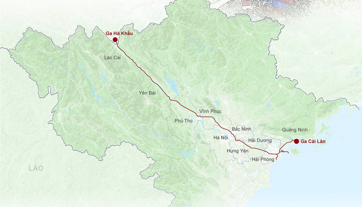 Hướng tuyến đường sắt Lào Cai - Hải Phòng