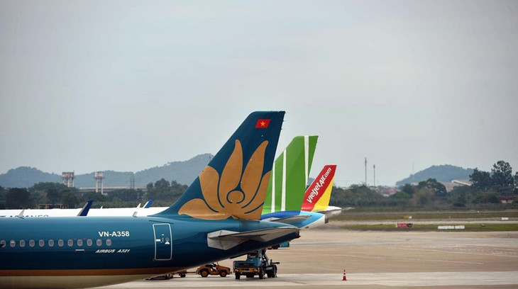 Máy bay của các hãng hàng không tại sân bay Nội Bài. Ảnh: Vietnam+
