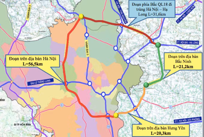 Hướng tuyến đường Vành đai 4 đi qua các tỉnh