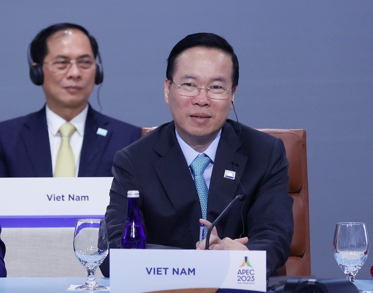 Chủ tịch nước Võ Văn Thưởng dự Phiên họp hẹp các Nhà lãnh đạo các nền kinh tế APEC. Ảnh: TTXVN