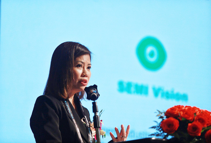 Chủ tịch Hiệp hội SEMI Đông Nam Á Linda Tan phát biểu tại Hội nghị. Ảnh: Lê Tiên