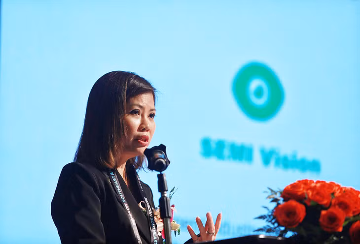 Chủ tịch Hiệp hội SEMI Đông Nam Á Linda Tan phát biểu tại Hội nghị. Ảnh: Lê Tiên