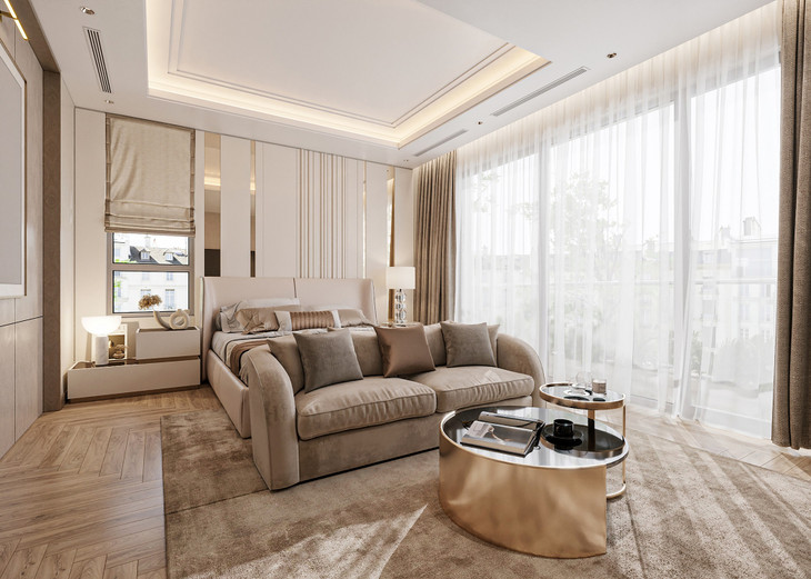 Một góc không gian phòng ngủ master tại biệt thự Pearl Island