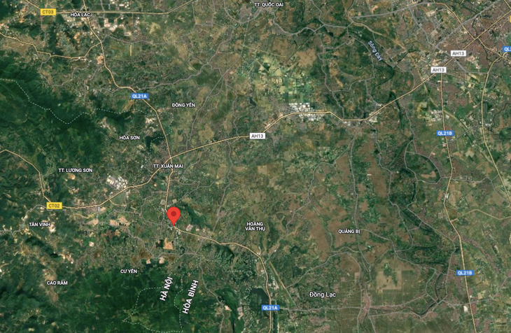 Chấm đỏ là vị trí xảy ra động đất tối 3/2