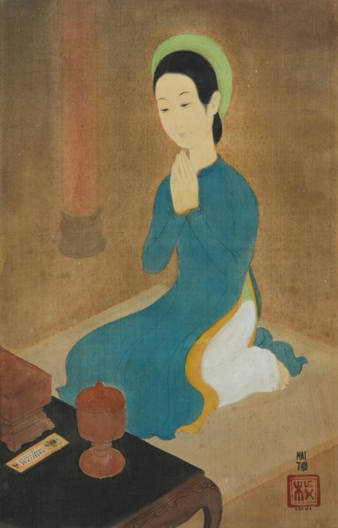 Bức "Người phụ nữ nguyện cầu" của Mai Trung Thứ có giá ước đoán từ 600.000 - 800.000 đô la Hồng Kông (tương đương 1,8 tỷ đồng - 2,4 tỷ đồng). Bức tranh lụa được thực hiện vào năm 1941 có kích thước 47 x 30 cm. Bức "Người phụ nữ nguyện cầu" của Mai Trung Thứ có giá ước đoán từ 600.000 - 800.000 đô la Hồng Kông (tương đương 1,8 tỷ đồng - 2,4 tỷ đồng). Bức tranh lụa được thực hiện vào năm 1941 có kích thước 47 x 30 cm.