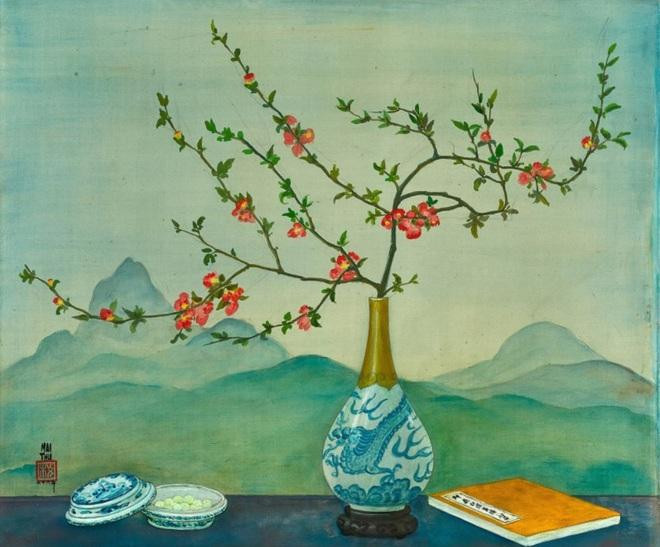 Bức "Hoa đào nở" của Mai Trung Thứ. Giá ước đoán từ 1.000.000 - 2.000.000 đô la Hồng Kông (3 tỷ đồng - 6 tỷ đồng). Bức tranh lụa được thực hiện vào năm 1976, có kích thước 46 x 55 cm. Bức "Hoa đào nở" của Mai Trung Thứ. Giá ước đoán từ 1.000.000 - 2.000.000 đô la Hồng Kông (3 tỷ đồng - 6 tỷ đồng). Bức tranh lụa được thực hiện vào năm 1976, có kích thước 46 x 55 cm.