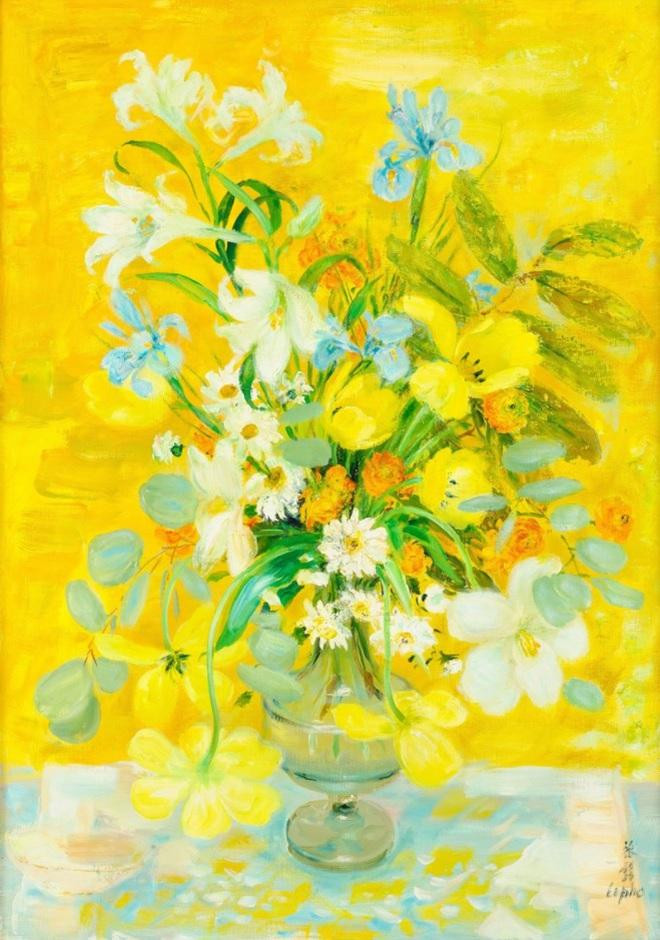 Bức "Hoa: Diên vĩ, huệ tây, cúc và các loại hoa khác trong một chiếc bình" của danh họa Lê Phổ. Giá ước đoán từ 320.000 - 450.000 đô la Hồng Kông (tương đương từ 935 triệu đồng tới 1,3 tỷ đồng). Bức tranh sơn dầu kích thước 116,5 x 81,5 cm. Bức "Hoa: Diên vĩ, huệ tây, cúc và các loại hoa khác trong một chiếc bình" của danh họa Lê Phổ. Giá ước đoán từ 320.000 - 450.000 đô la Hồng Kông (tương đương từ 935 triệu đồng tới 1,3 tỷ đồng). Bức tranh sơn dầu kích thước 116,5 x 81,5 cm.