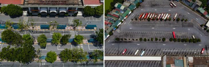 Hình ảnh tương tự tại bến xe Giáp Bát (quận Hoàng Mai). Không còn các chuyến xe liên tỉnh nên nơi đây trống vắng.