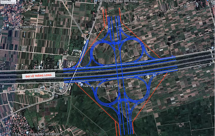 Nút giao Vành đai 4 với đại lộ Thăng Long là nút giao liên thông khác mức