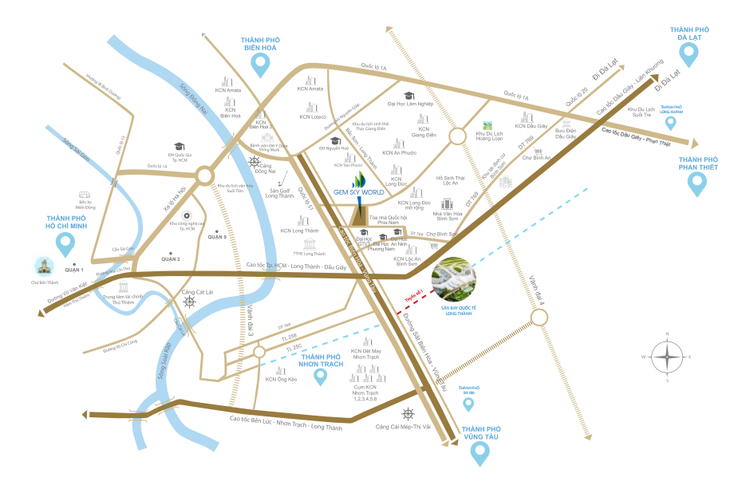 Dự án Gem Sky World sở hữu vị trí đắc địa, kết nối giao thông.