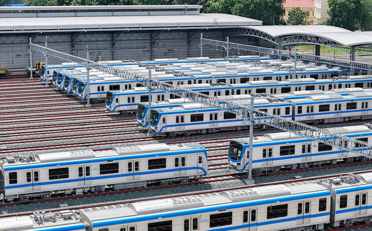 Tàu thuộc tuyến Metro số 1 tại depot Long Bình