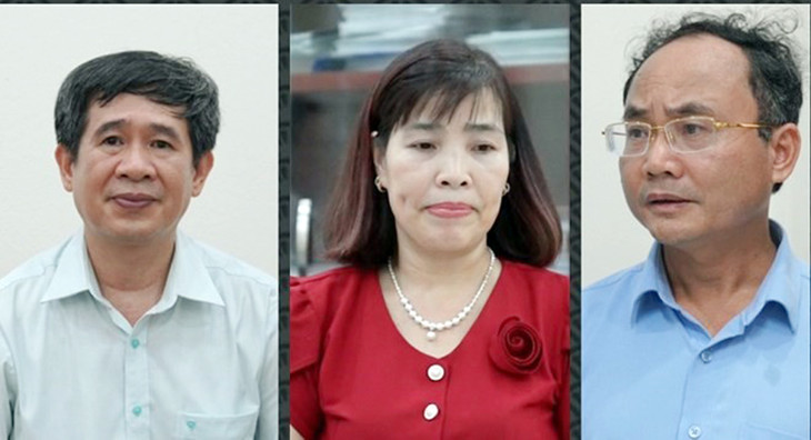 Từ phải qua trái, các bị can Trần Văn Thành, Đinh Thị Ngọc Hoa, Trịnh Ngọc Thủy. Ảnh: Công an tỉnh Hòa Bình Từ phải qua trái, các bị can Trần Văn Thành, Đinh Thị Ngọc Hoa, Trịnh Ngọc Thủy. Ảnh: Công an tỉnh Hòa Bình