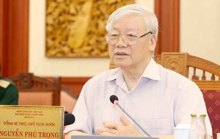 Tổng bí thư, Chủ tịch nước Nguyễn Phú Trọng chủ trì buổi làm việc của tập thể Bộ Chính trị với Ban Thường vụ Đảng uỷ Công an Trung ương