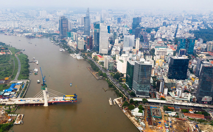 Dự án cầu Thủ Thiêm 2 đang dần bắc qua sông Sài Gòn, tháng 7/2020 Dự án cầu Thủ Thiêm 2 đang dần bắc qua sông Sài Gòn, tháng 7/2020