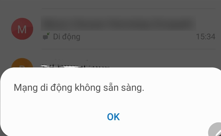Màn hình điện thoại của chủ thuê bao MobiFone thông báo mạng di động không khả dụng lúc 18h ngày 29/9