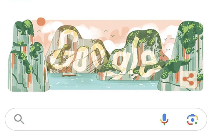 Cảnh quan Vịnh Hạ Long hiện lên đầy hấp dẫn ngay trên trang chủ của Google