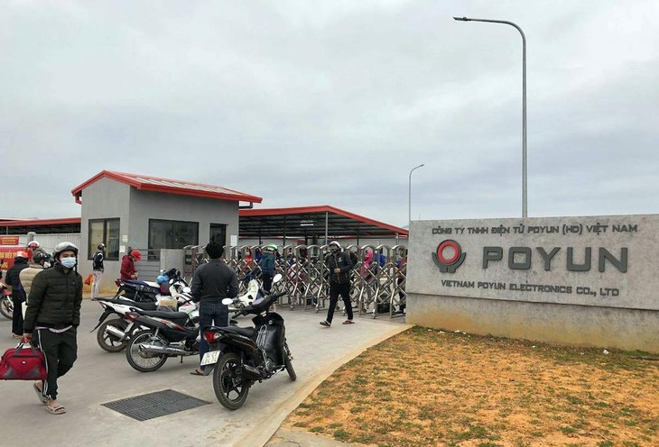 Công ty TNHH điện tử Poyun trước lúc đưa công nhân đi cách ly tập trung