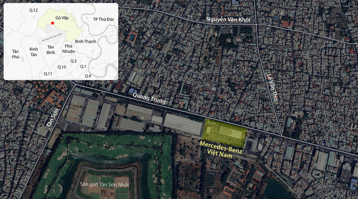 Khu đất hơn 100.000 m2 trên đường Quang Trung, quận Gò Vấp đang được cho Công ty TNHH Mercedes-Benz Việt Nam thuê