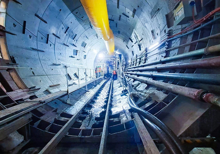 Đường hầm Dự án đường sắt đô thị Nhổn-Ga Hà Nội đang dần hình thành trong lòng đất.