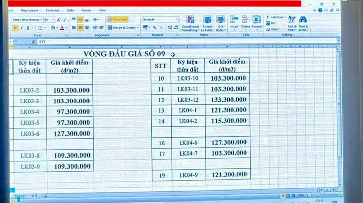 Vòng đấu giá số 9, phiên đấu giá 19 thửa đất thuộc lô LK03 và LK04 tại khu Lòng Khúc, xã Tiền Yên