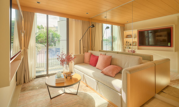 Một góc phòng khách cực chill bên trong căn hộ. Ảnh Ánh Dương