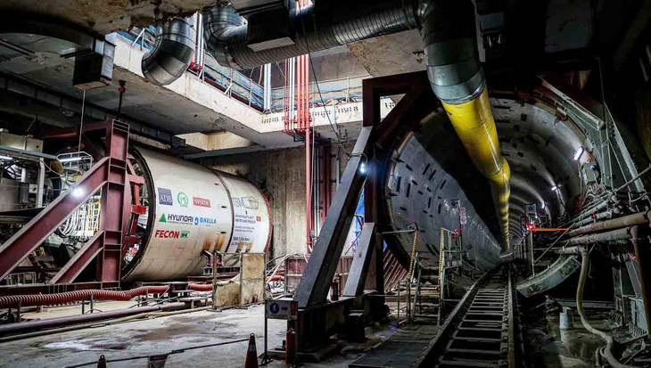 Máy đào TBM (Tunnel Boring Machine) khoan đoạn đi ngầm metro Nhổn - ga Hà Nội