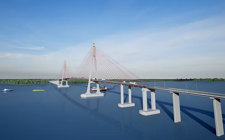 Phối cảnh cầu Đại Ngãi 1 bắc qua sông Hậu