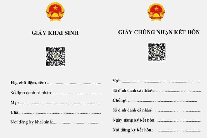 Bản điện tử có mã QR Code của giấy khai sinh, giấy chứng nhận kết hôn. Bản điện tử có mã QR Code của giấy khai sinh, giấy chứng nhận kết hôn.