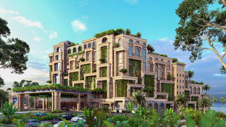 Hotel Ho Tram MGallery sở hữu phong cách kiến trúc cổ điển độc đáo tựa một khu vườn lơ lửng giữa không trung