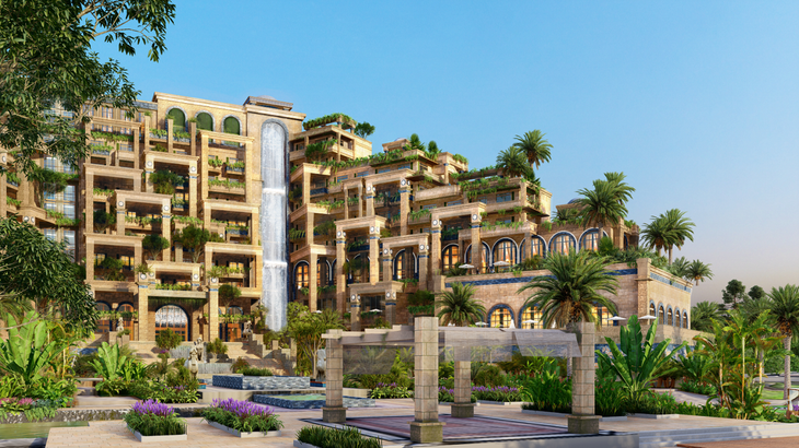 “Thác nước trên cao từ mái đổ xuống là một trong những điểm nhấn ấn tượng của dự án, ngoài việc thi công kết cấu đảm bảo độ dốc thác nước theo thiết kế, công tác chống thấm cũng được xử lý hết sức cẩn thận nhằm mang lại chất lượng cao nhất cho công trình”, đại diện tổng thầu xây dựng Ricons khẳng định. “Thác nước trên cao từ mái đổ xuống là một trong những điểm nhấn ấn tượng của dự án, ngoài việc thi công kết cấu đảm bảo độ dốc thác nước theo thiết kế, công tác chống thấm cũng được xử lý hết sức cẩn thận nhằm mang lại chất lượng cao nhất cho công trình”, đại diện tổng thầu xây dựng Ricons khẳng định.