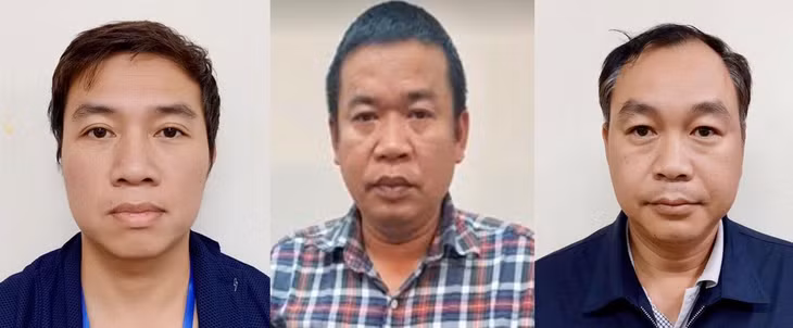 Các bị can từ trái sang: Nguyễn Tiến Thành; Đỗ Ngọc Ân; Hà Văn Bình