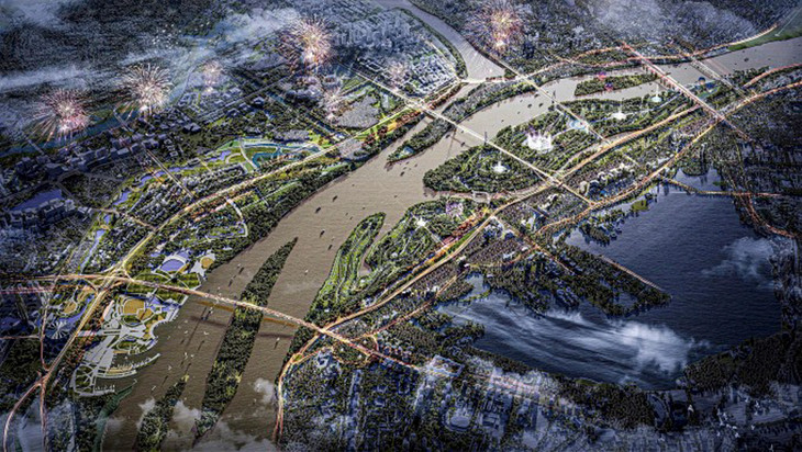 Phối cảnh sông Hồng theo đề xuất của đơn vị nghiên cứu