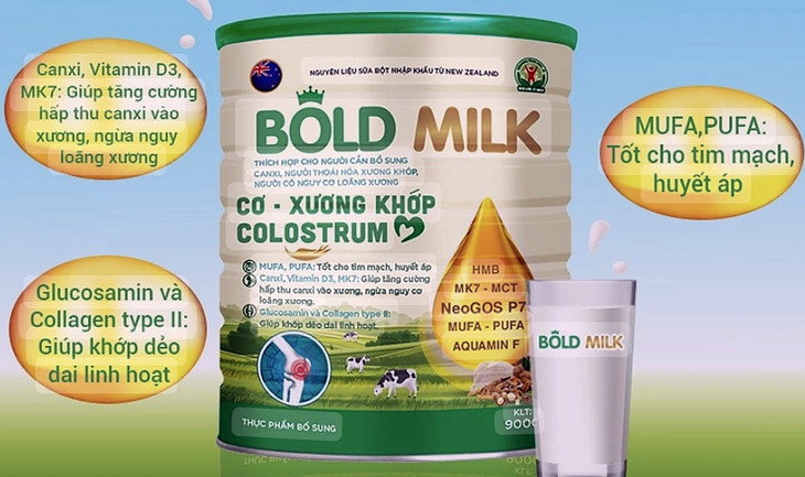 Sữa Bold Milk cơ xương khớp Colostrum nằm trong danh sách 72 loại sữa giả đang được điều tra
