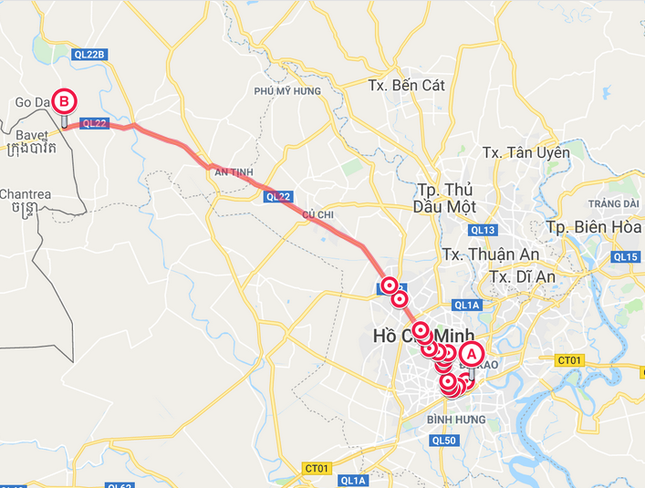 Tuyến xe buýt không trợ giá số 70-3: Chợ Bến Thành - Mộc Bài có hành trình khoảng 80 km