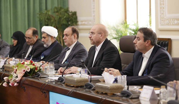 Chủ tịch Quốc hội Iran Mohammad Bagher Ghalibaf phát biểu tại cuộc hội đàm. Ảnh: TTXVN