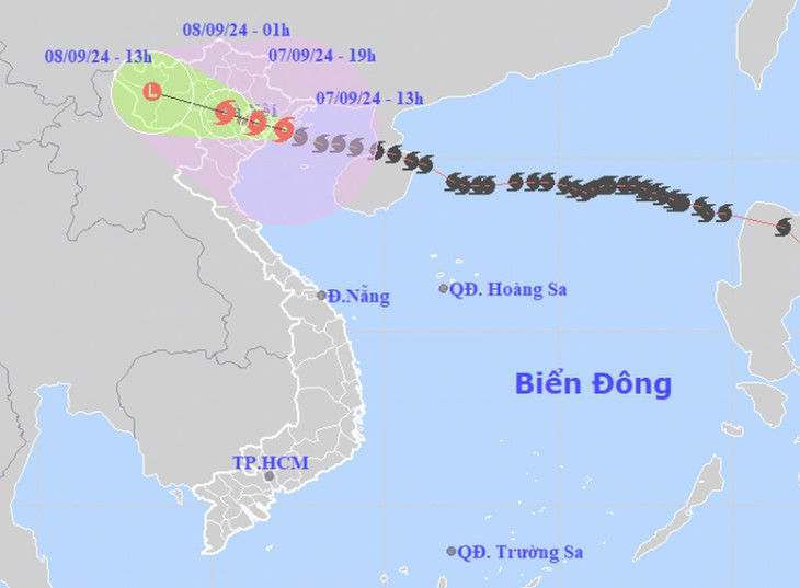 Hướng đi của bão số 3 (Yagi)