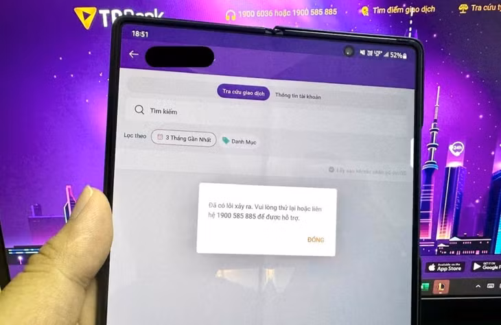 Ứng dụng TPBank có thể đăng nhập nhưng không thể thực hiện một số tác vụ