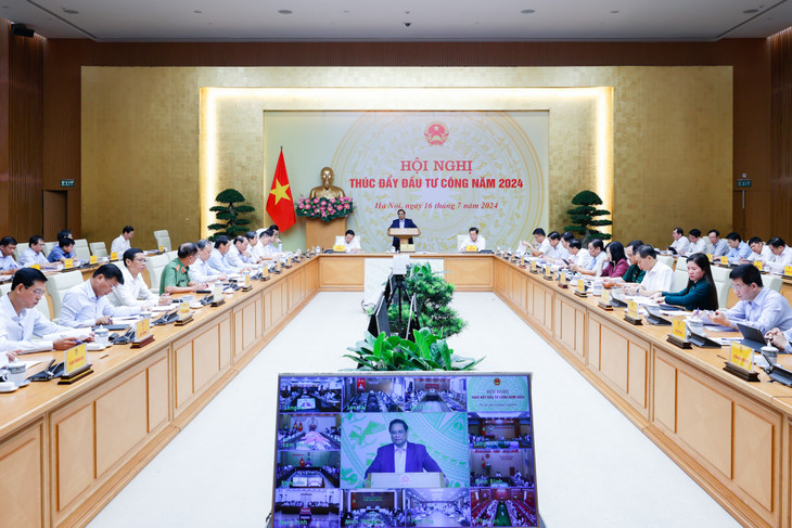 Quang cảnh Hội nghị toàn quốc về thúc đẩy đầu tư công năm 2024