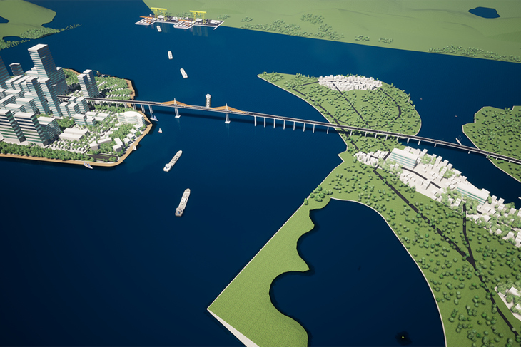 Phối cảnh cầu bắc qua cửa biển Thuận An.