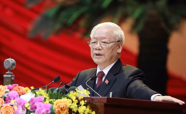 Tổng bí thư, Chủ tịch nước Nguyễn Phú Trọng phát biểu tại phiên khai mạc Đại hội XIII