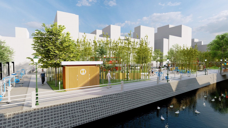 Phối cảnh 3D khu vực Vườn hoa Trúc Bạch khi tiến hành cải tạo