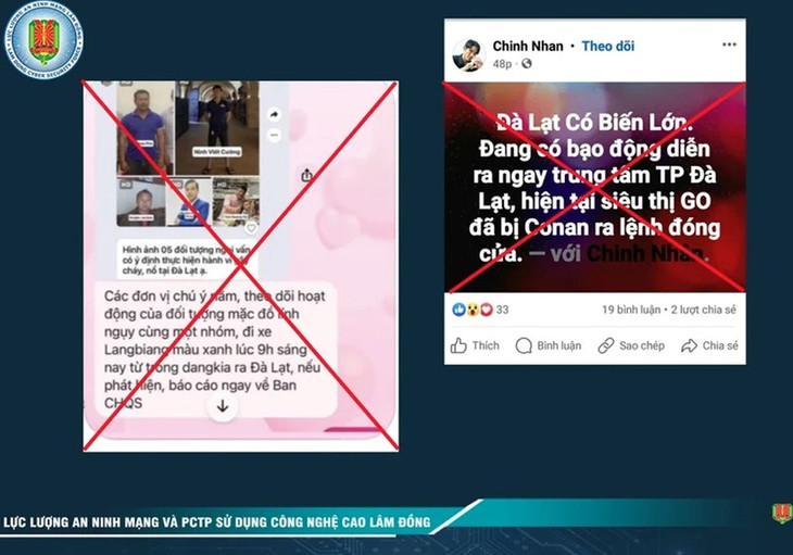 Thông tin Đà Lạt xảy ra bạo động là sai sự thật. Nguồn: Cơ quan Công an tỉnh Lâm Đồng
