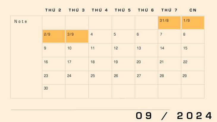 Lịch nghỉ ngày Quốc khánh 2/9 đối với công chức, viên chức