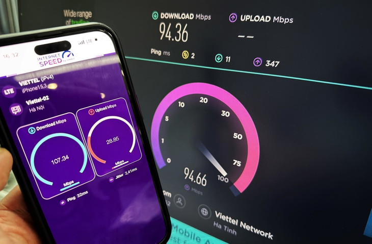 Tốc độ Internet đo trên điện thoại và máy tính, chiều 30/1 tại Hà Nội Tốc độ Internet đo trên điện thoại và máy tính, chiều 30/1 tại Hà Nội